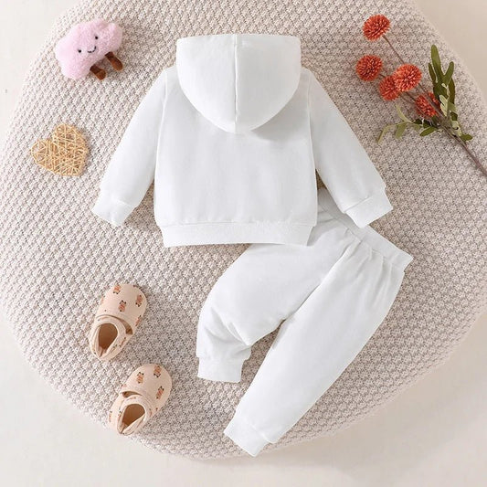 Girls Boy 3 - 24 Months Cute Letter Long Sleeve Hoodie Tee Long Pants Outfit Toddler Infant Clothing Set Fashion Kids Wear - PratSN