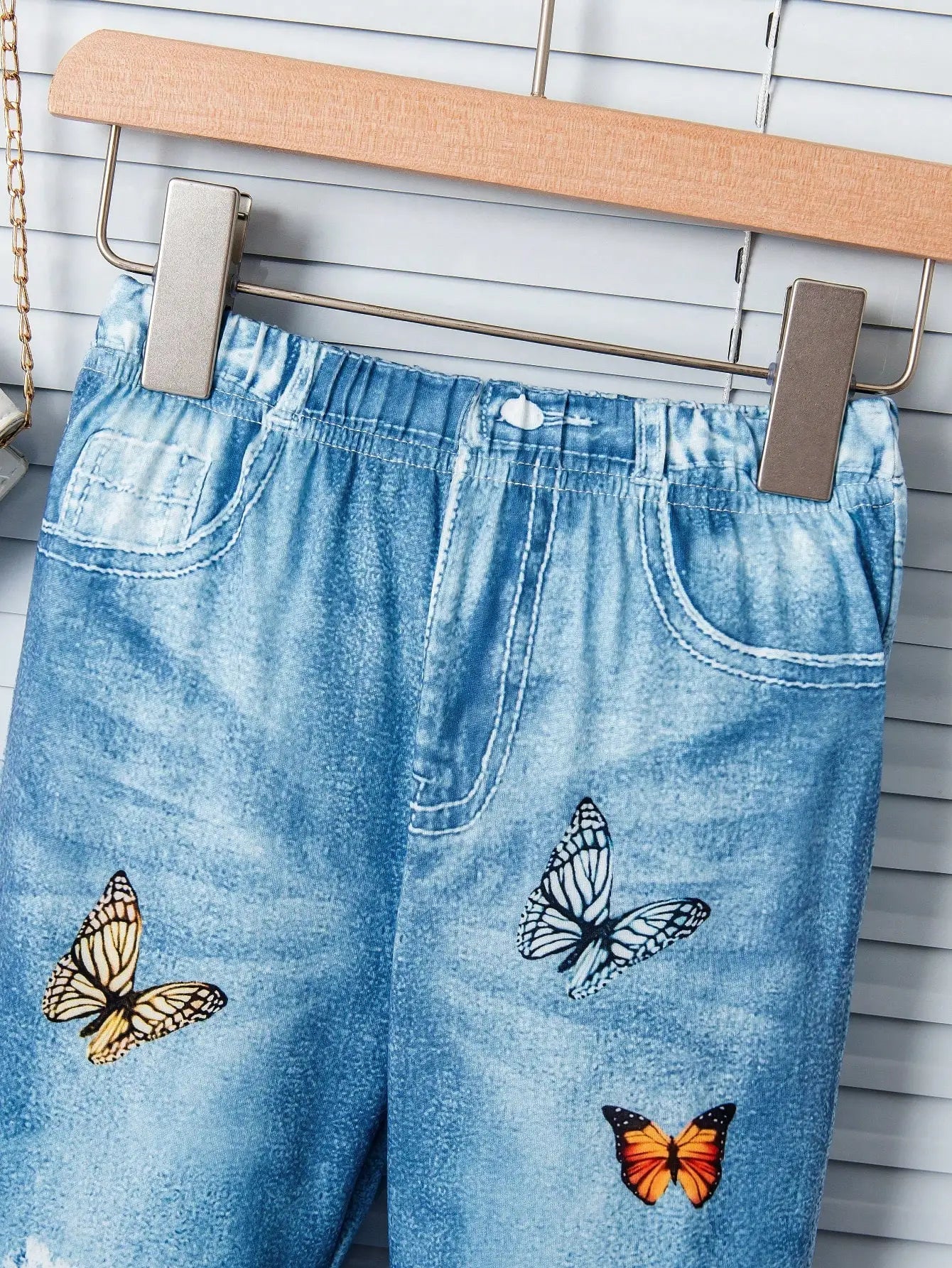 Girls' Butterfly 2 - Pc Set | Embroidered T-Shirt & Knit Bell - Bottoms | Blue Floral Playdates | SS 4 - 7Y - PratSN