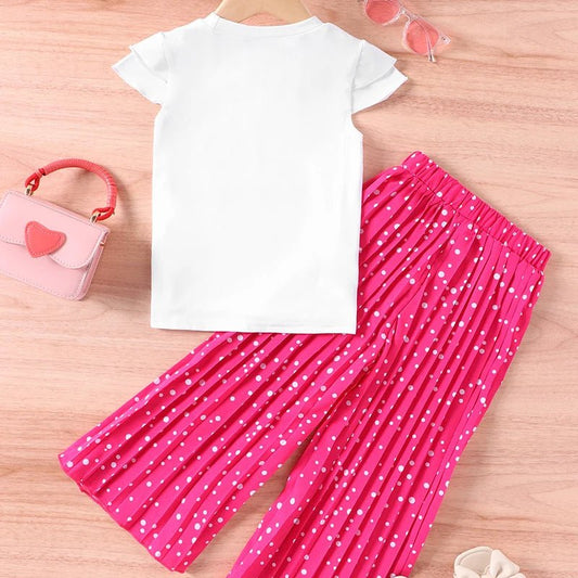 Girls Clothing Sets New Cotton Fashion Short Sleeved +Wide Leg Pants Casual Two Piece Set Kids Clothes 2 3 4 5 6 7 Years - PratSN