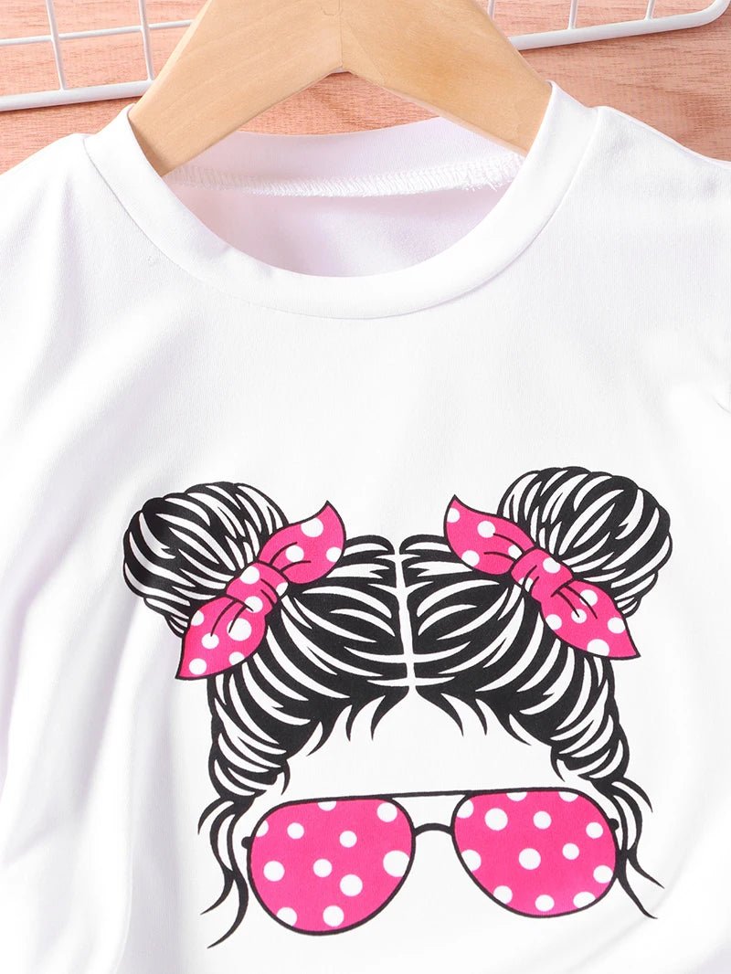 Girls Clothing Sets New Cotton Fashion Short Sleeved +Wide Leg Pants Casual Two Piece Set Kids Clothes 2 3 4 5 6 7 Years - PratSN