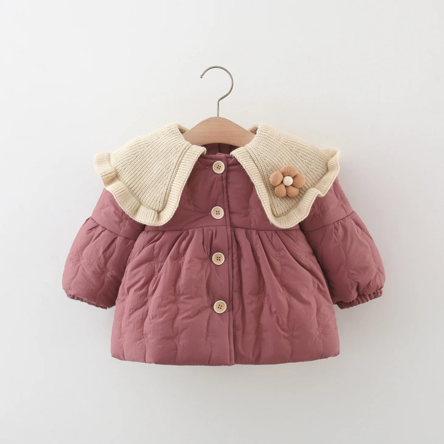 Girl's Coat Winter Solid Color Warm Baby Girl's Outerwear Cute Flower Baby Jackets Baby Winter Clothes ﻿ - PratSN