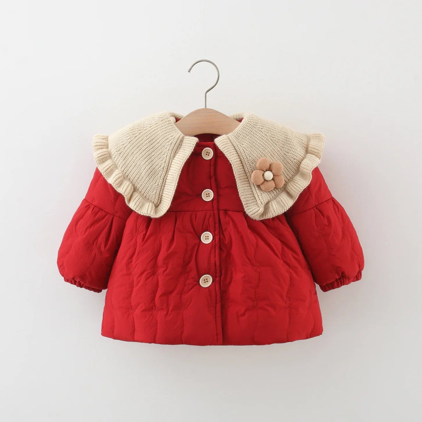 Girl's Coat Winter Solid Color Warm Baby Girl's Outerwear Cute Flower Baby Jackets Baby Winter Clothes ﻿ - PratSN