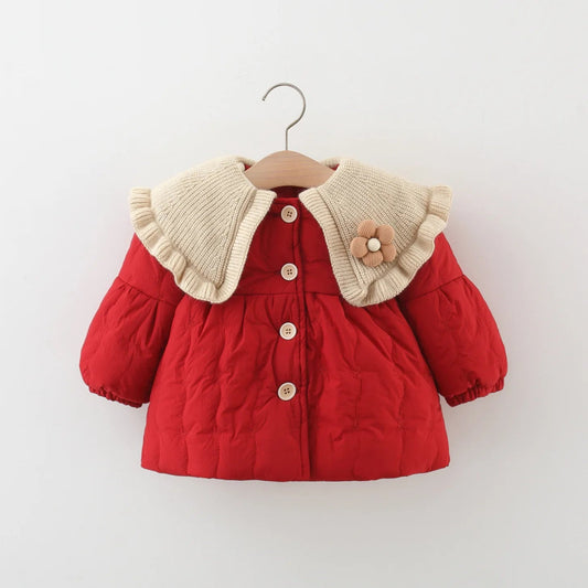 Girl's Coat Winter Solid Color Warm Baby Girl's Outerwear Cute Flower Baby Jackets Baby Winter Clothes ﻿ - PratSN