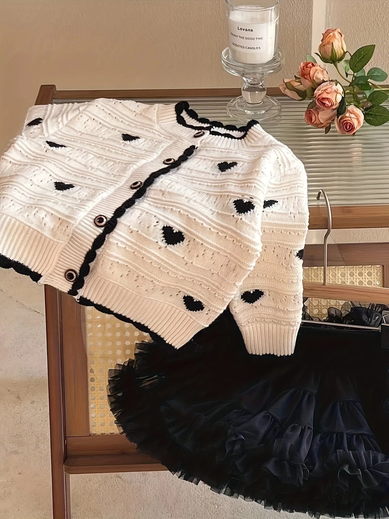 Girls' New Autum Sweater Cardigan, Fashionable and Versatile Single - Breasted Heart Long - Sleeved Korean Style Baby Girl's Jacket - PratSN