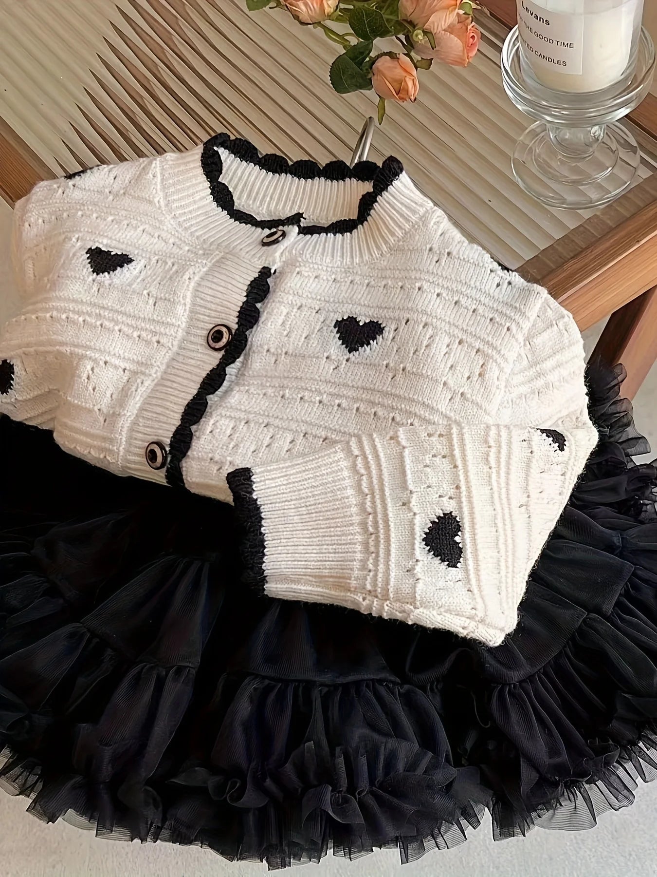 Girls' New Autum Sweater Cardigan, Fashionable and Versatile Single - Breasted Heart Long - Sleeved Korean Style Baby Girl's Jacket - PratSN