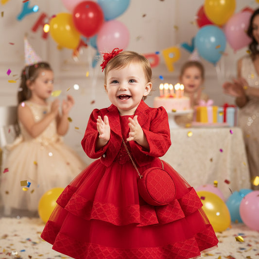 Girls Princess Puffy With Jacket Embroidered Casual Birthday Party Dress For Toddlers Kids - PratSN