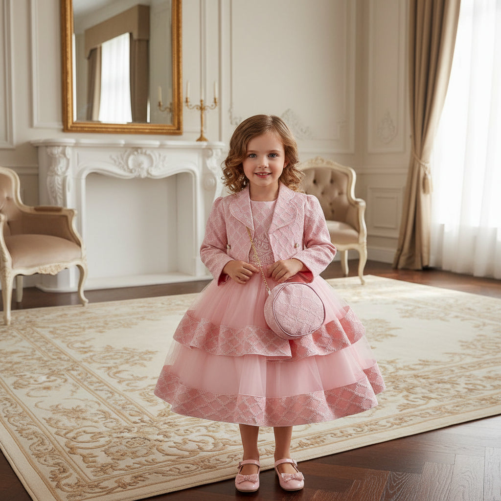 Girls Princess Puffy With Jacket Embroidered Casual Birthday Party Dress For Toddlers Kids - PratSN