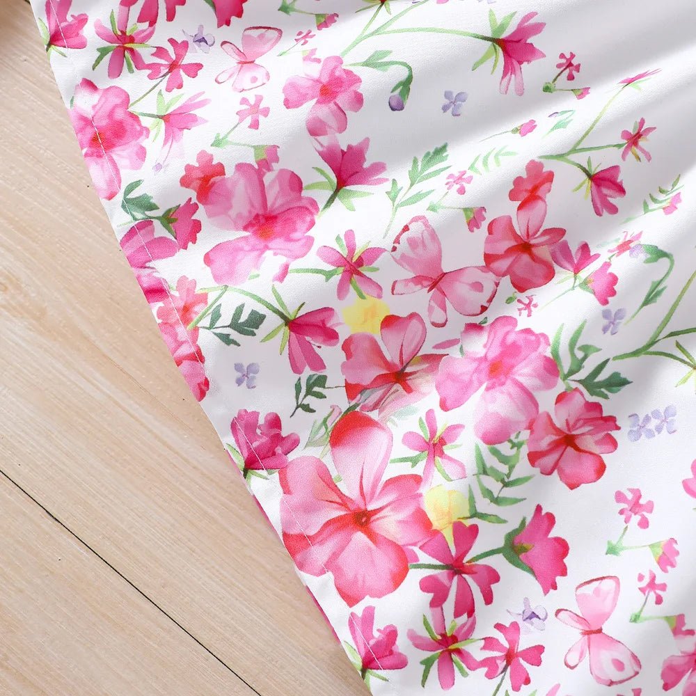 Girls Spring Summer Toddler Floral Print Long Sleeve Coat Tank Dress Children 2 3 4 5 6 7 - PratSN