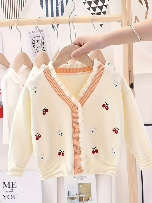 Girls' Sweater Cardigan New Style Children's Knitwear Top Kids' Fashionable Lace Jacket - PratSN