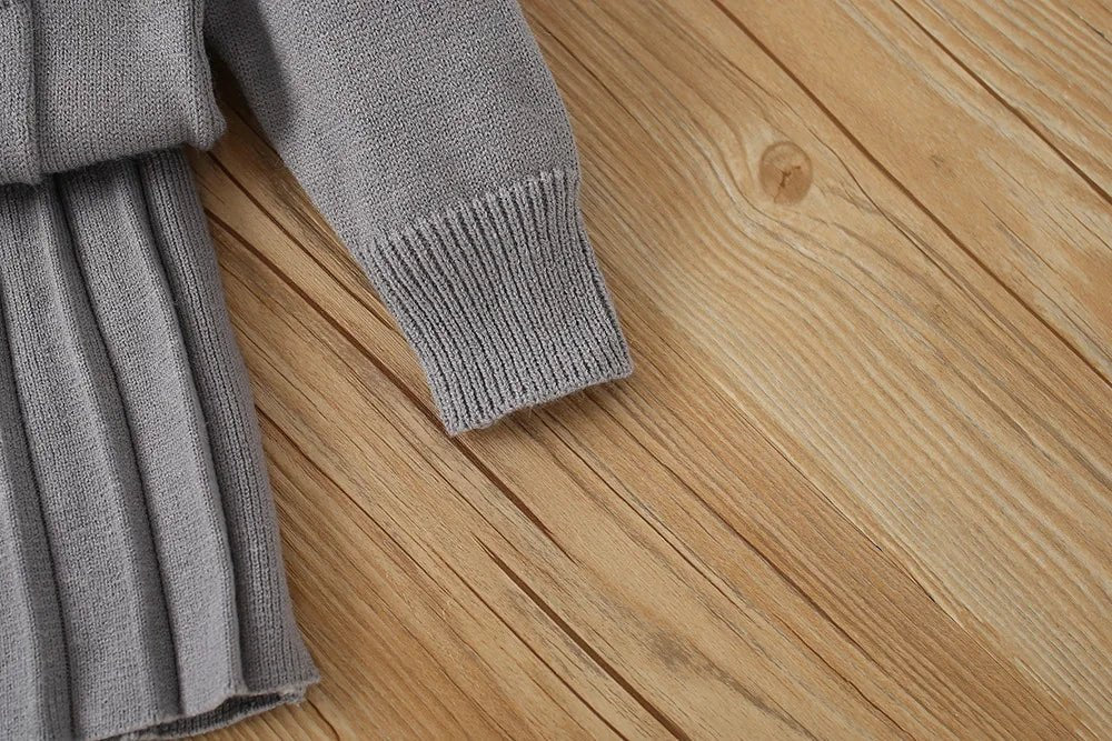 Girls Sweater Suit Autumn and Winter New Korean Style Preppy Style Western Style Little Girl Uniform Knitted Dress - PratSN