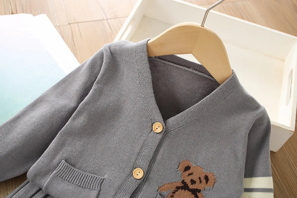 Girls Sweater Suit Autumn and Winter New Korean Style Preppy Style Western Style Little Girl Uniform Knitted Dress - PratSN