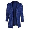 Glitter Long Sleeved Temperament Medium Length Small Suit Lapel Color Coat for Women - PratSN
