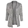 Glitter Long Sleeved Temperament Medium Length Small Suit Lapel Color Coat for Women - PratSN