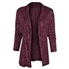 Glitter Long Sleeved Temperament Medium Length Small Suit Lapel Color Coat for Women - PratSN