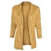 Glitter Long Sleeved Temperament Medium Length Small Suit Lapel Color Coat for Women - PratSN