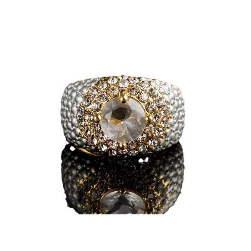 Gold - plated Square European And American Gemstone Ring - PratSN