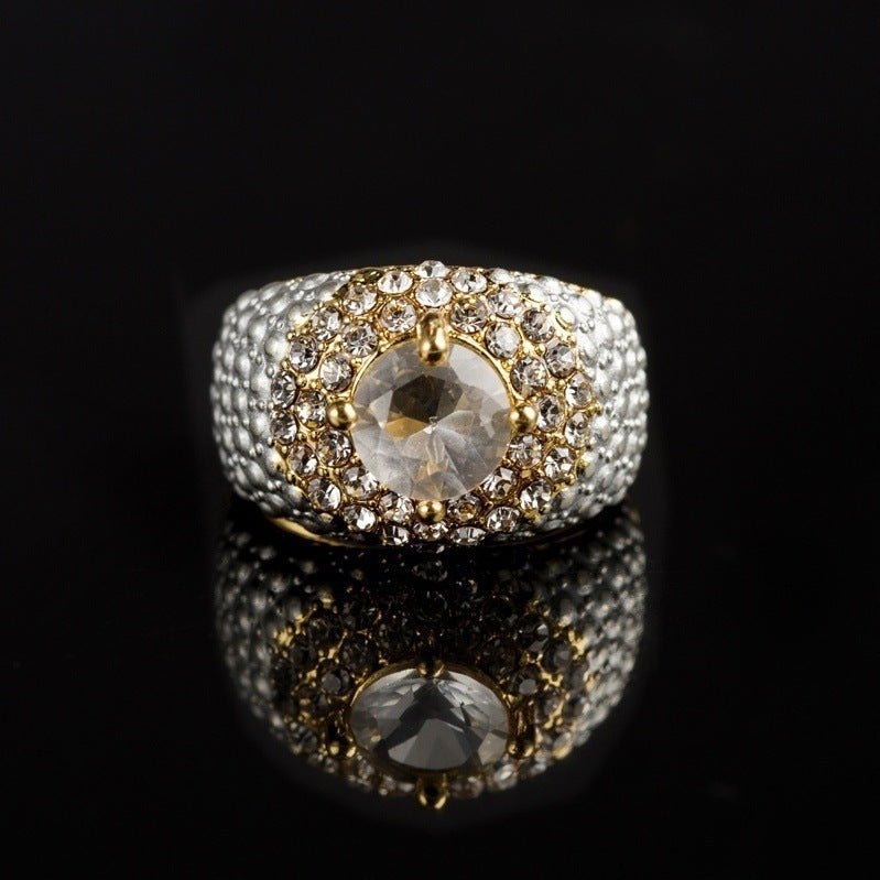 Gold - plated Square European And American Gemstone Ring - PratSN