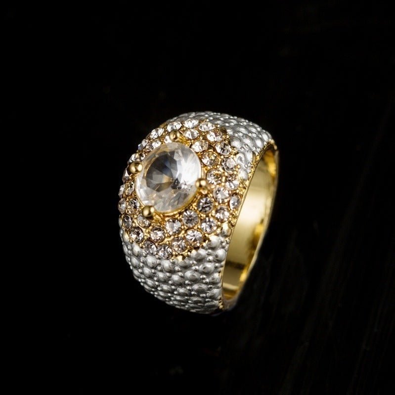 Gold - plated Square European And American Gemstone Ring - PratSN