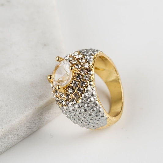 Gold - plated Square European And American Gemstone Ring - PratSN