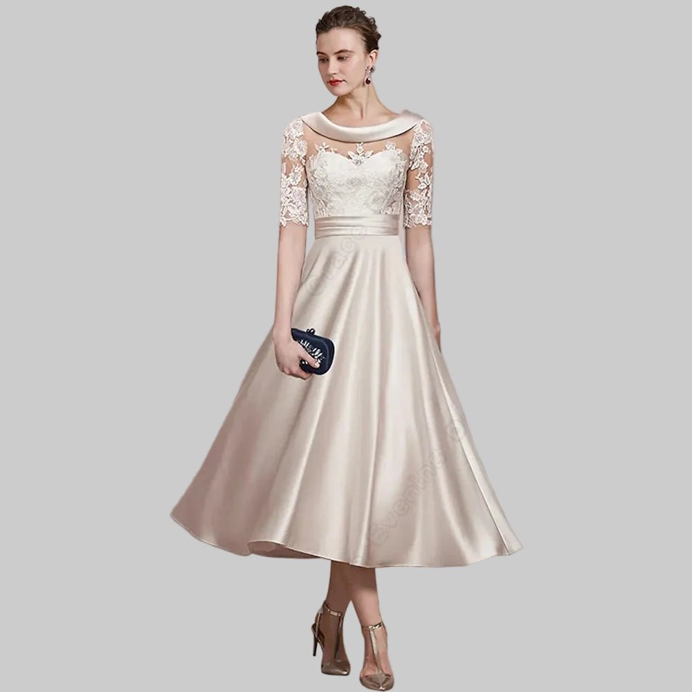 Half Sleeve Mother of Bride Dresses for Formal Party Summer A Line Ankle Length Scoop Wedding Party Gown New - PratSN