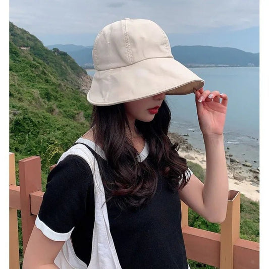 Hat Female Summer Can Tie Ponytail Sun Hat Korean Version of The Wild Face - covering Cap Thin Cotton Sun Hat - PratSN
