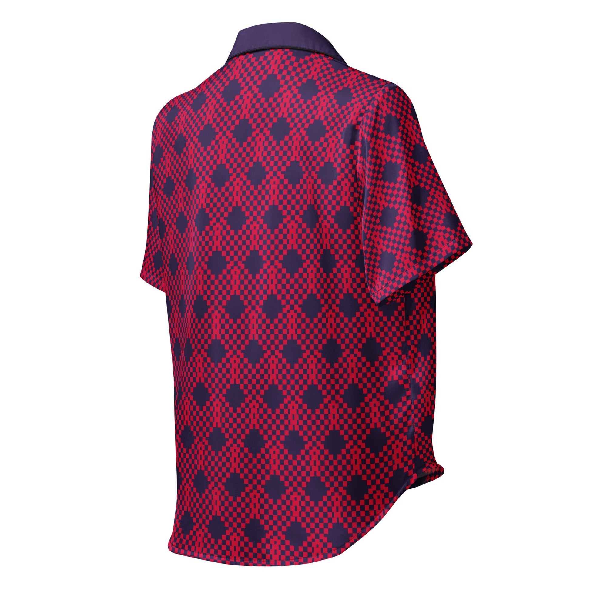 Heart print on tolopea color - all - over print women’s short sleeve pajama top - PratSN
