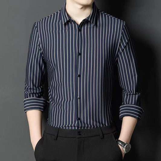 High Elastic Seamless Striped Shirt For Men - PratSN