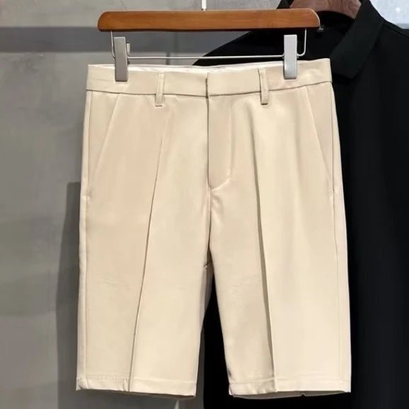 High End Business Shorts Men's Solid Color Slim Fit Straight Leg Capris Summer Slim Casual Pants - PratSN