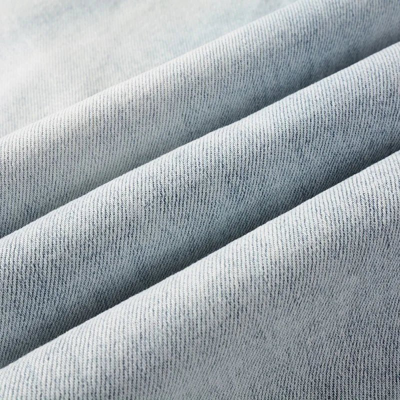 High Quality Blue Elastic Slim Fit Skinny Jeans Whisker Wrinkled Pockets Summer High Street Ins Same Ripped Washed Jean - PratSN