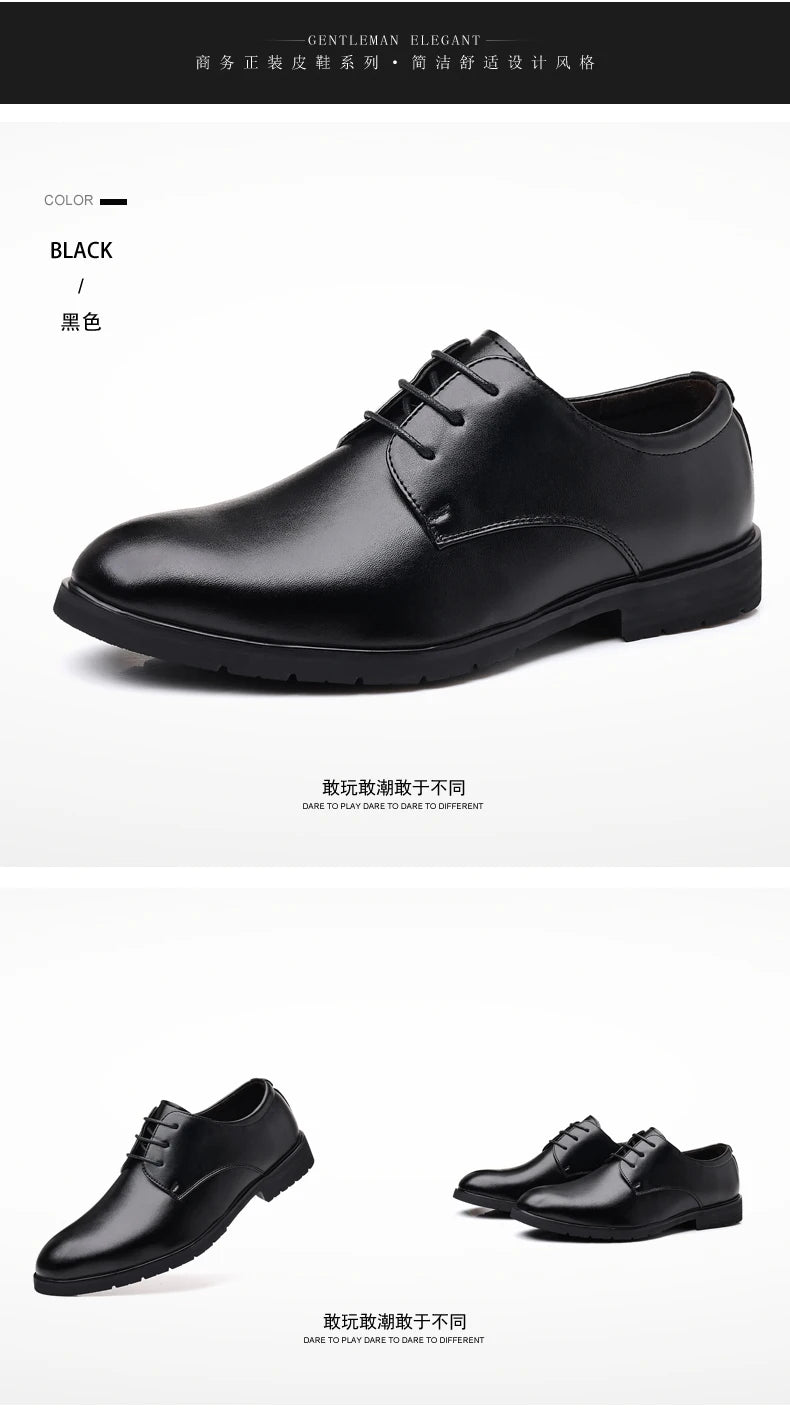 High Quality Formal Leather Men Dress Shoes Breathable Mens Casual Shoes Italian Luxury Brand Lace - Up Non - slip Men Driving Shoes - PratSN