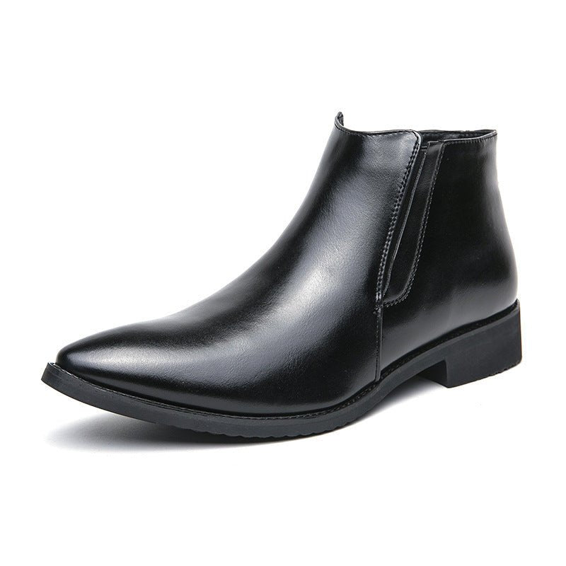 High - top Leather Shoes Men's Side Zipper British Working Wear Ankle Boots - PratSN