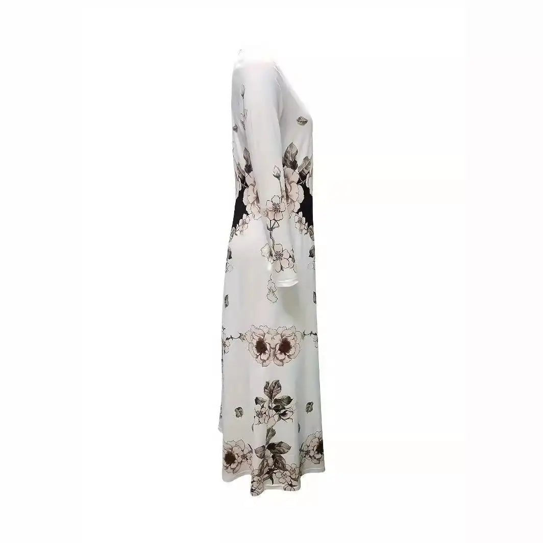 High Waist plus Size Swing Skirt with kets Long Ele Sle Women's Dr Casual Busin Suitable Polyester Fiber - PratSN