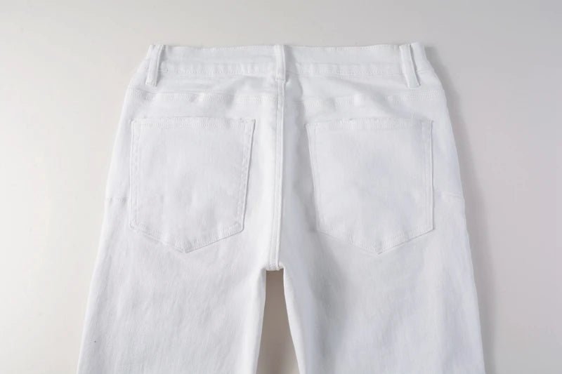 Hight Quality Embroidery Jean Patched Skinny Ripped Denim Jeans for White Jeans - PratSN