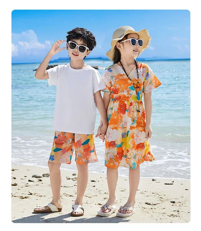 Holiday Parents Children Mom Daughter Dress Dad Son Shirts SetsBeach Clothes Vacation Family Brother Sister Matching Clothing - PratSN