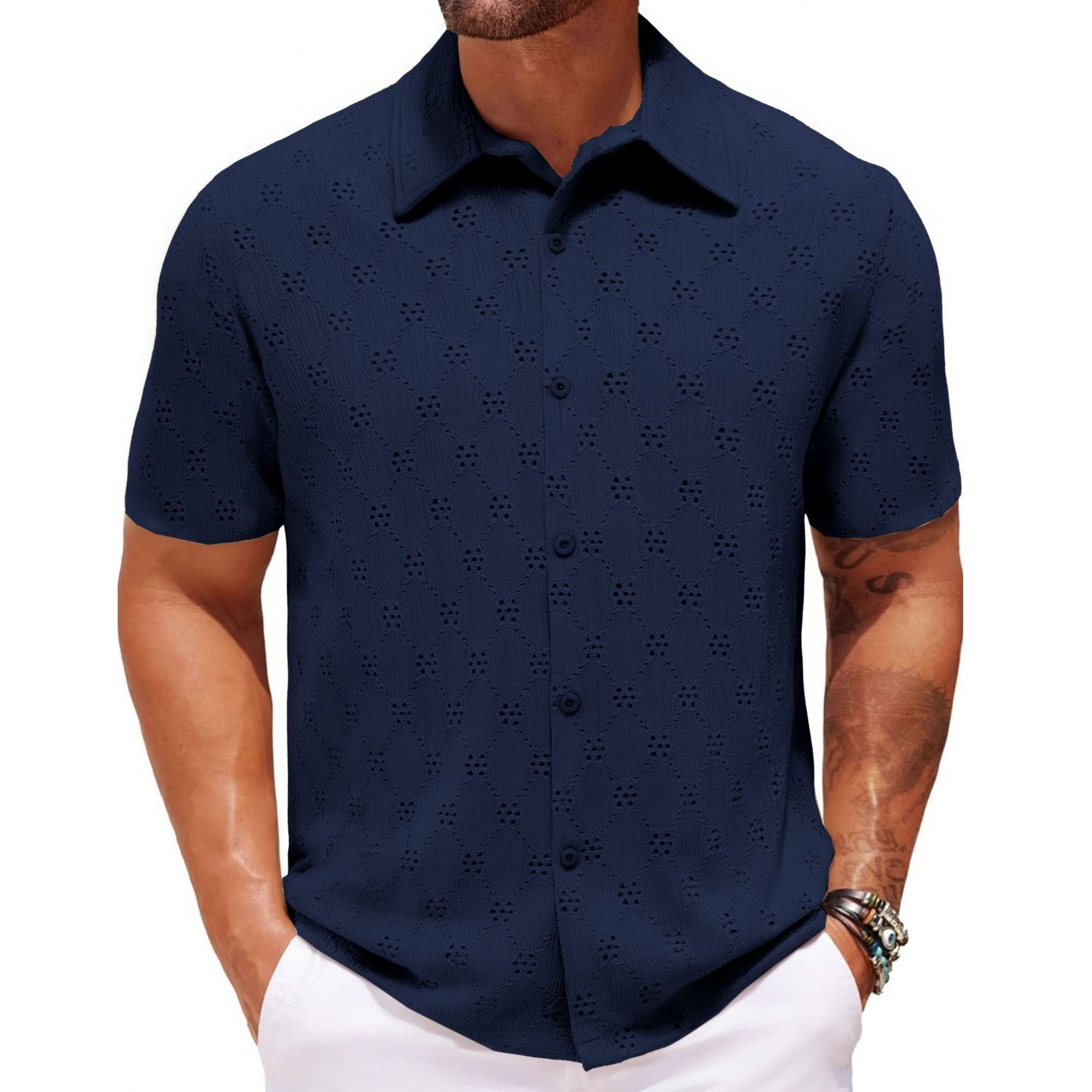 Hollow Jacquard Summer Casual Short Sleeve - PratSN