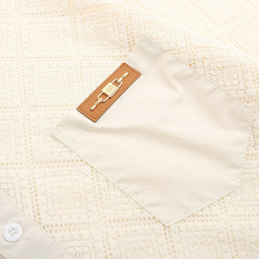 Hollow - out Crocheted Lace Short - sleeved Shirt - PratSN