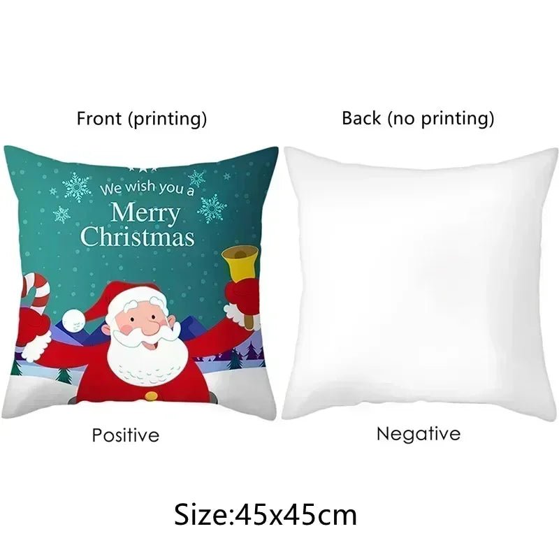 Home Decor Festive Christmas Decorative Cushion with Santa & Snowman Pattern Cushion Cover Suitable for Sofa Bedroom Car Pillow - PratSN