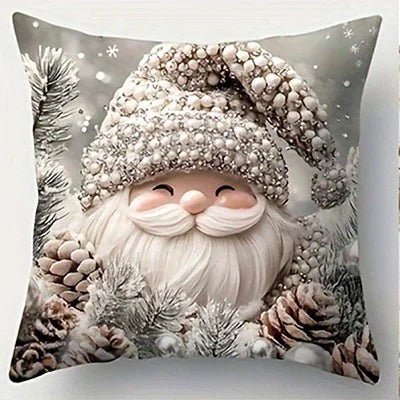 Home Decor Festive Christmas Decorative Cushion with Santa & Snowman Pattern Cushion Cover Suitable for Sofa Bedroom Car Pillow - PratSN