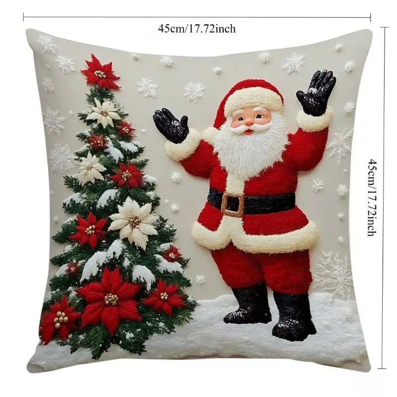 Home Decoration Rich Styles Christmas Throw Pillowcase Sofa Linen Pillowcase Soft Comfortable Cute Holiday Pillowcase 4PCS - PratSN