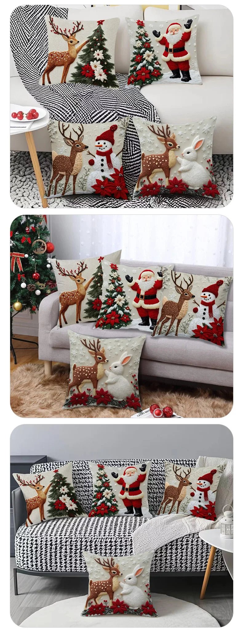 Home Decoration Rich Styles Christmas Throw Pillowcase Sofa Linen Pillowcase Soft Comfortable Cute Holiday Pillowcase 4PCS - PratSN