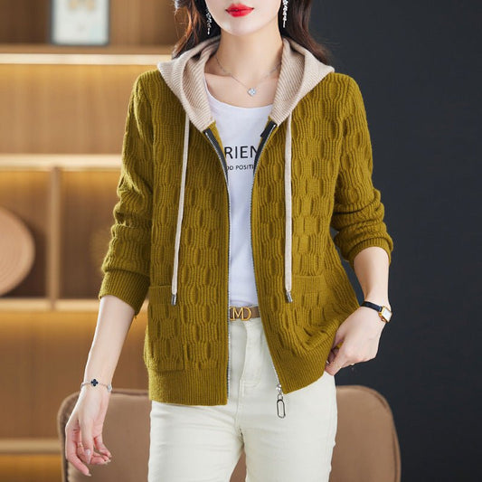 Hooded Sweater Women's Coat Fall Winter Fashion Western Style Zipper Knitted Cardigan - PratSN