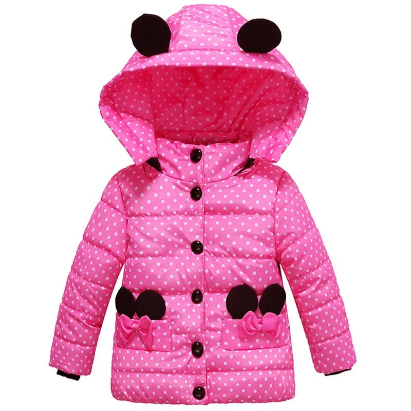 Infant Autumn Winter Jacket For Baby Girls Down Coat Children Outerwear Coats Dot Hooded Cotton Padded Kids Woolen Clothing - PratSN