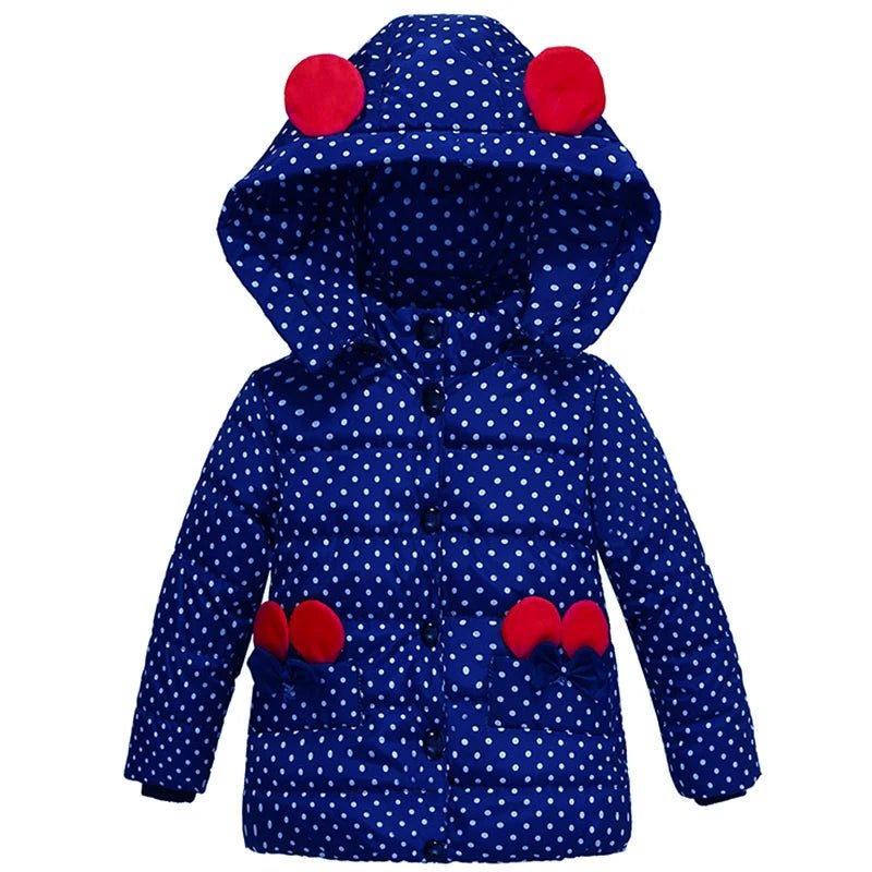 Infant Autumn Winter Jacket For Baby Girls Down Coat Children Outerwear Coats Dot Hooded Cotton Padded Kids Woolen Clothing - PratSN