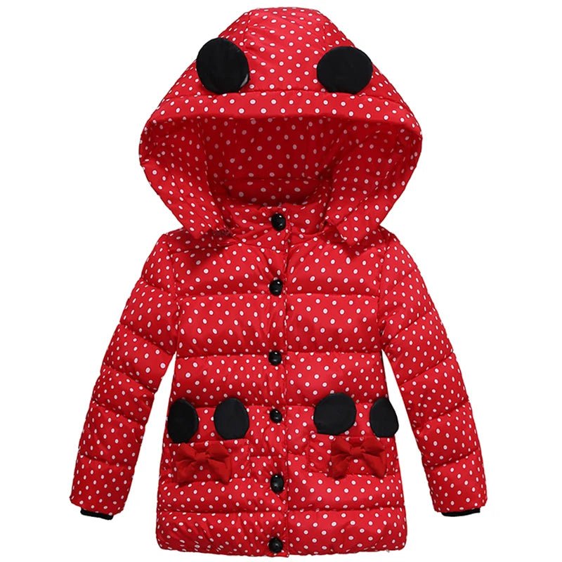 Infant Autumn Winter Jacket For Baby Girls Down Coat Children Outerwear Coats Dot Hooded Cotton Padded Kids Woolen Clothing - PratSN