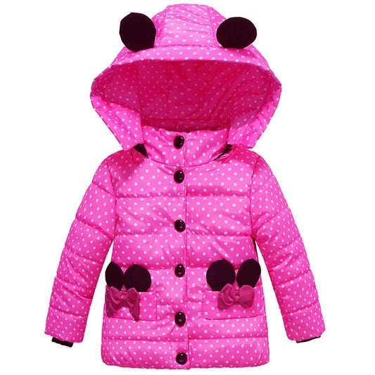 Infant Autumn Winter Jacket For Baby Girls Down Coat Children Outerwear Coats Dot Hooded Cotton Padded Kids Woolen Clothing - PratSN