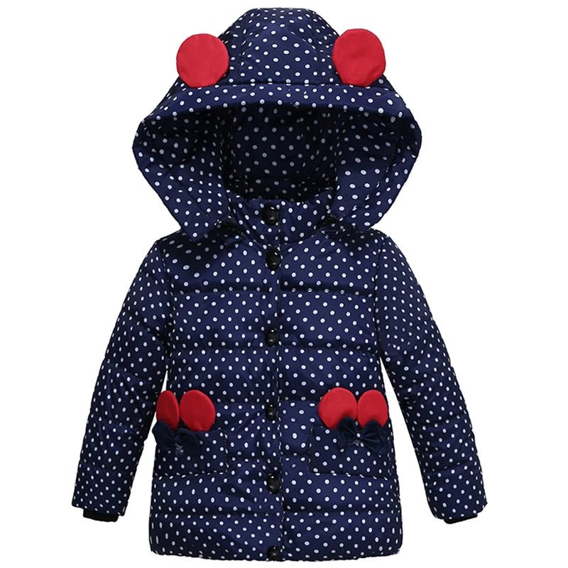 Infant Autumn Winter Jacket For Baby Girls Down Coat Children Outerwear Coats Dot Hooded Cotton Padded Kids Woolen Clothing - PratSN
