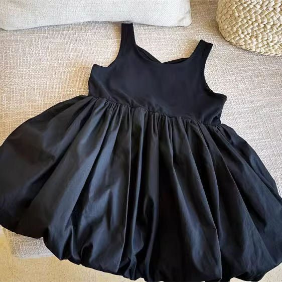 Infant Babys Girls Backless Sling Dress Cotton Solid Sleeveless Children Girls Dress Loose Flower Bud Dress For 2 - 7Y Kids Girls - PratSN