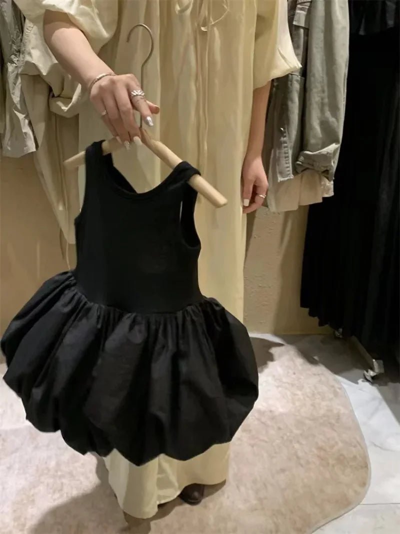 Infant Babys Girls Backless Sling Dress Cotton Solid Sleeveless Children Girls Dress Loose Flower Bud Dress For 2 - 7Y Kids Girls - PratSN