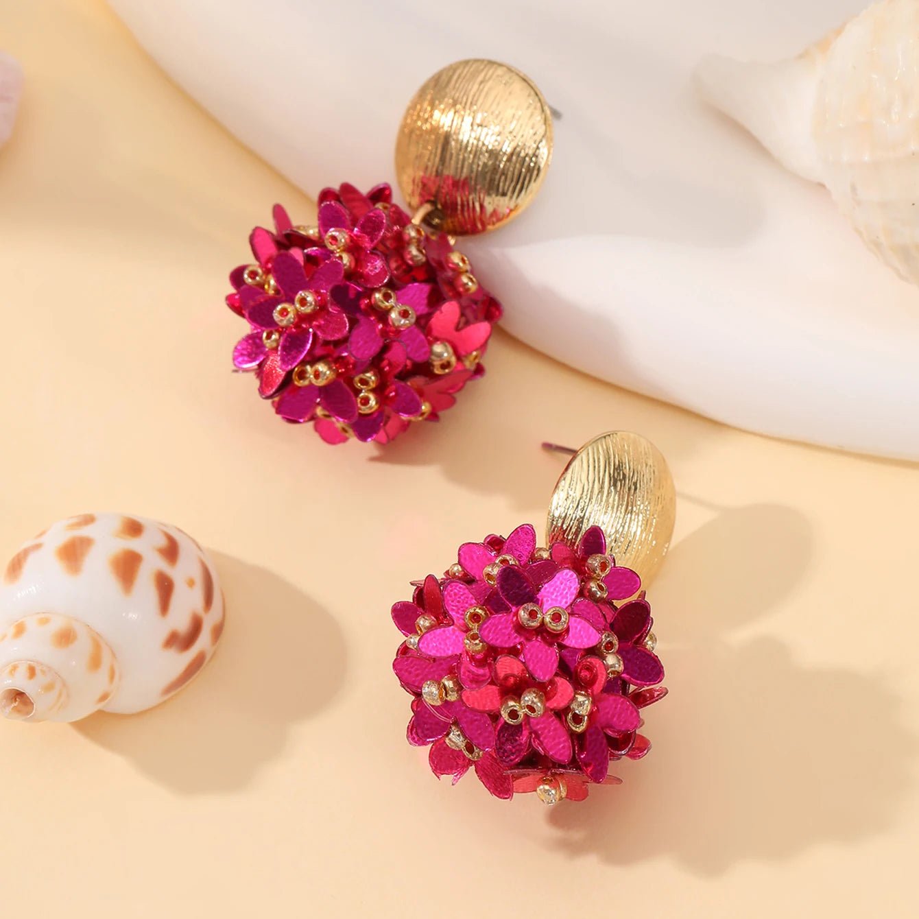 INKDEW Flower Petal Beads Big Round Drop Earrings For Women Long Earrings Handmade Fashion Jewelry Gift boho EA153 - PratSN