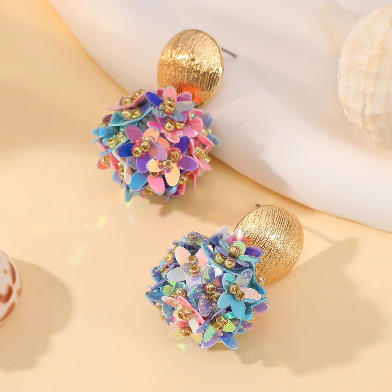 INKDEW Flower Petal Beads Big Round Drop Earrings For Women Long Earrings Handmade Fashion Jewelry Gift boho EA153 - PratSN
